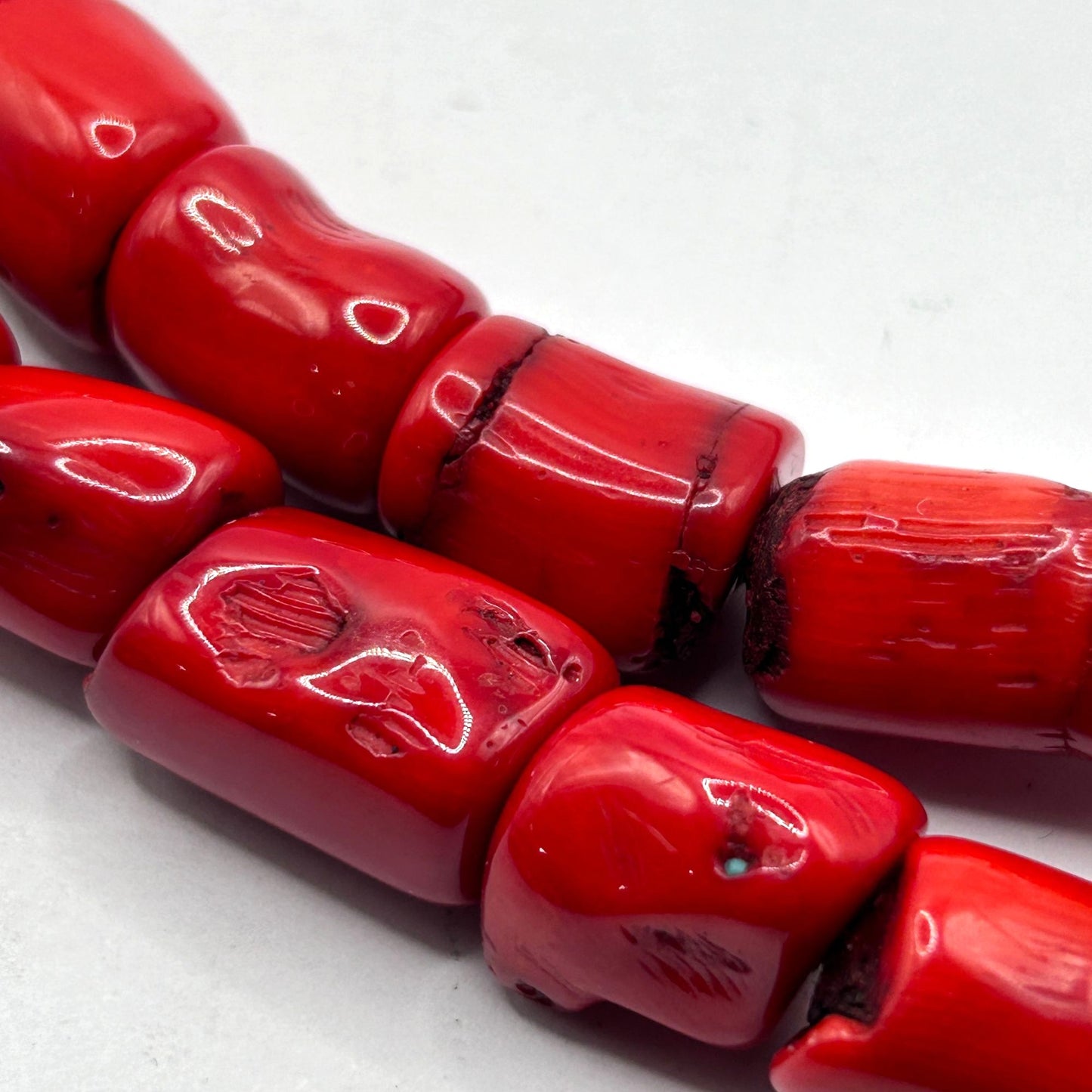 Studio Barse Chunky Red Coral and Bronze 2-Strand Necklace 16" & Earrings