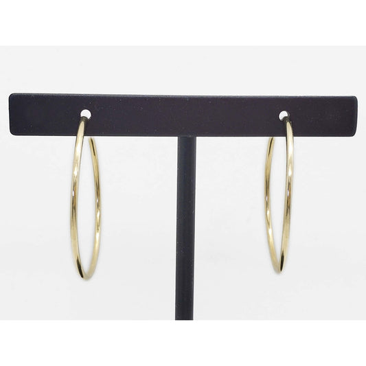 1.5mm Wide Hoop Earrings 14k Gold 32mm Diameter