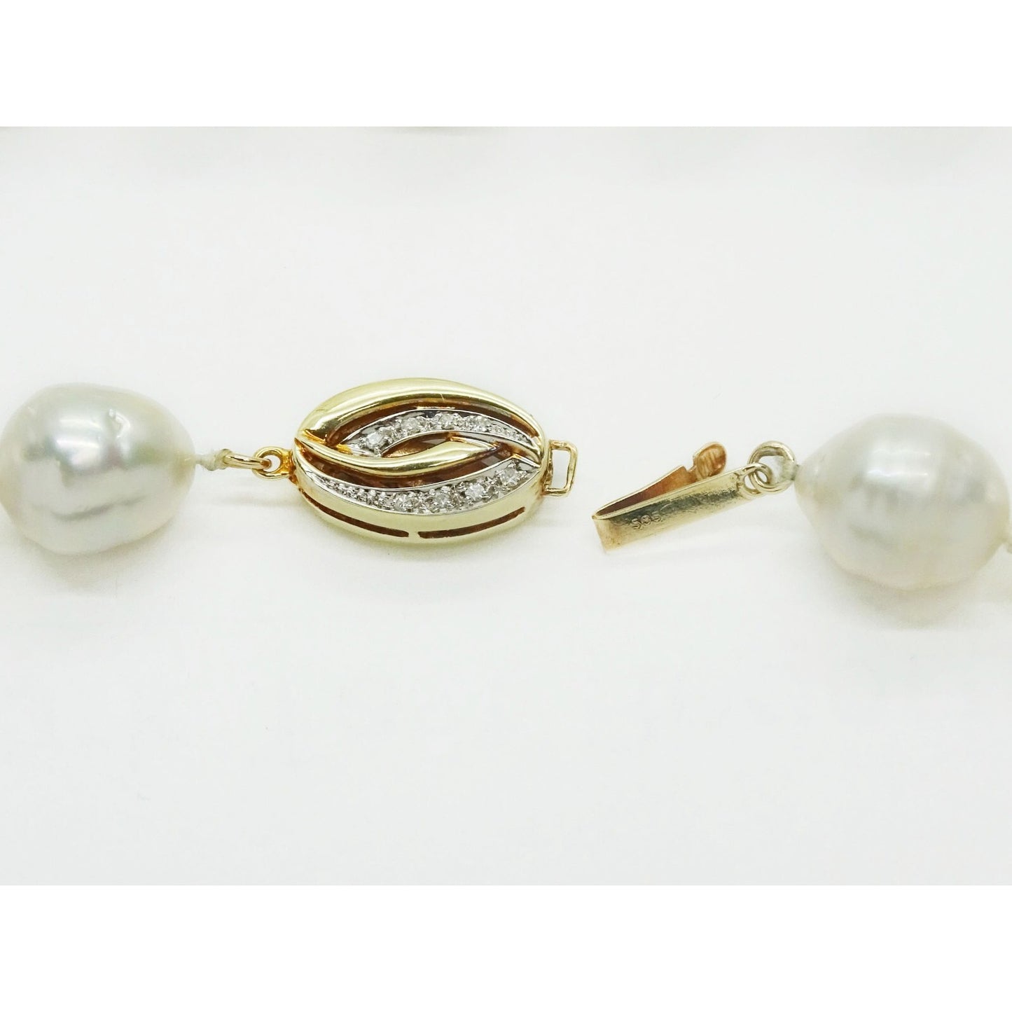 South Sea Pearl Bead Necklace with Diamond 14k Gold Clasp & GIA Report