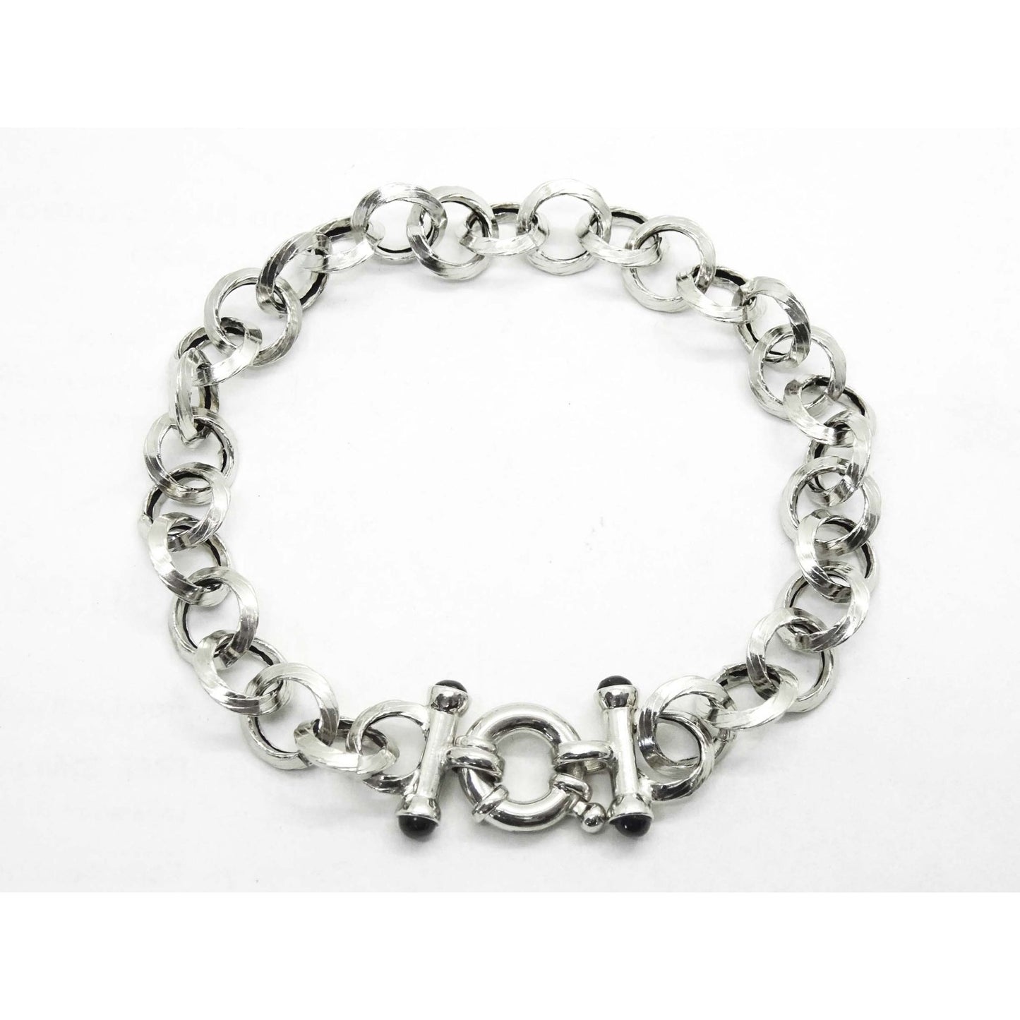 8mm Hollow Rolo Link Knife Edge Style Bracelet 14k White Gold