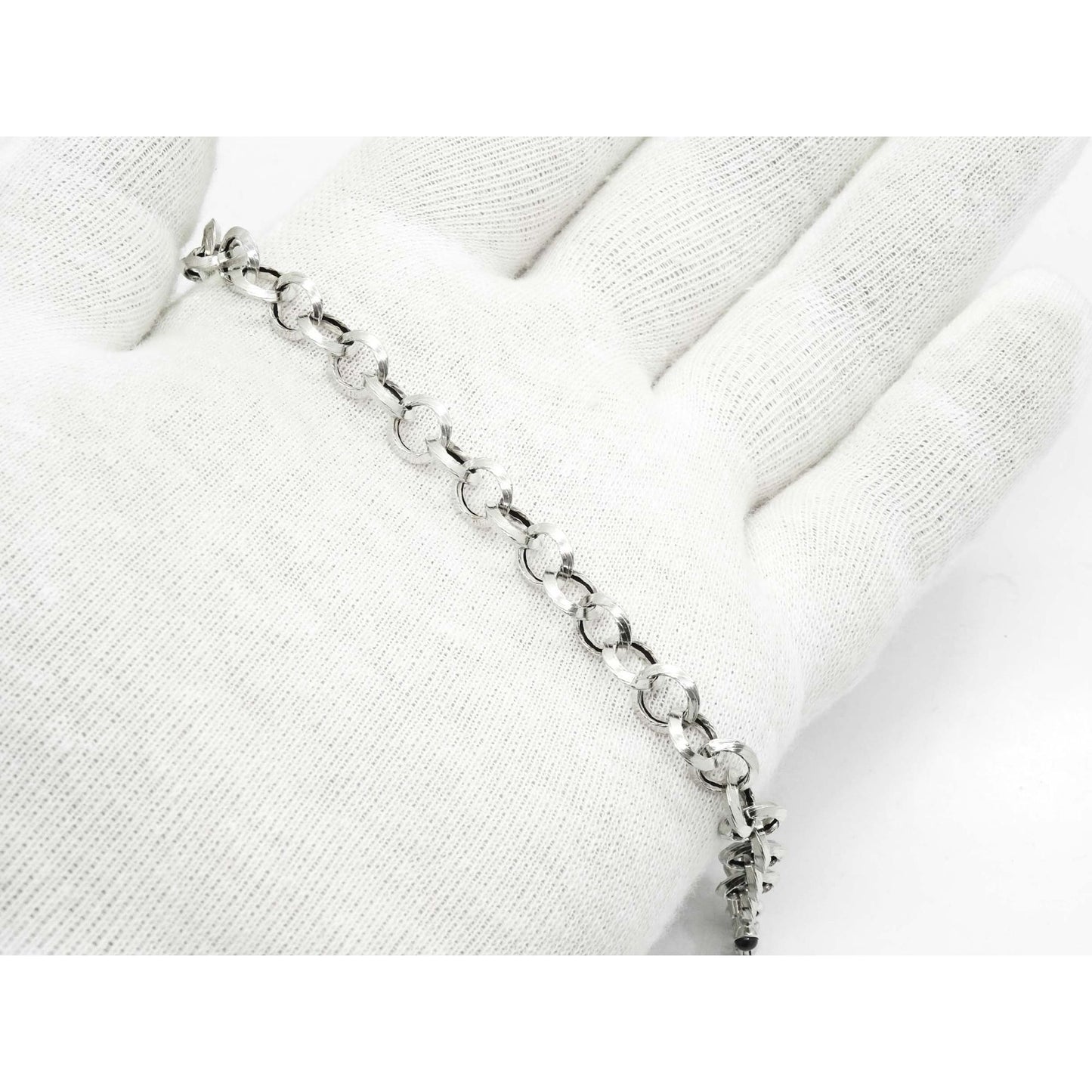 8mm Hollow Rolo Link Knife Edge Style Bracelet 14k White Gold