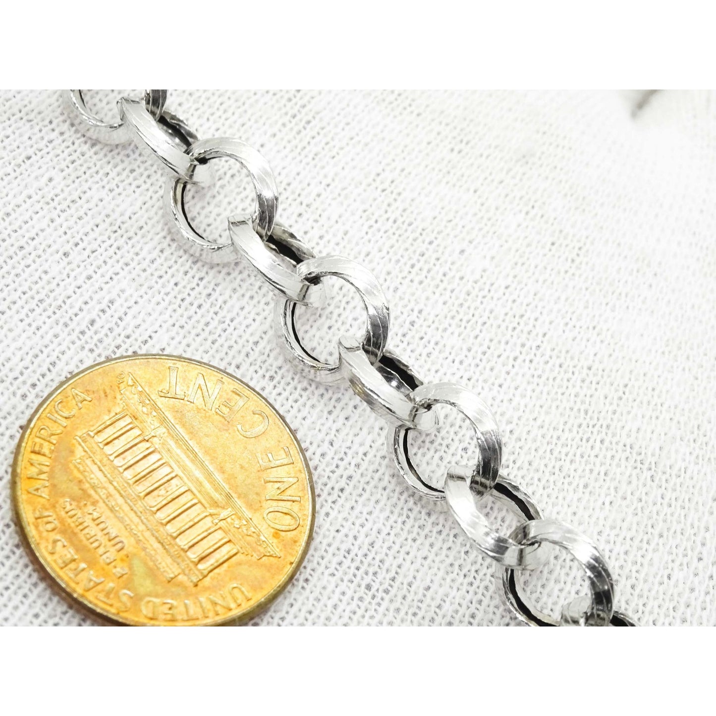 8mm Hollow Rolo Link Knife Edge Style Bracelet 14k White Gold