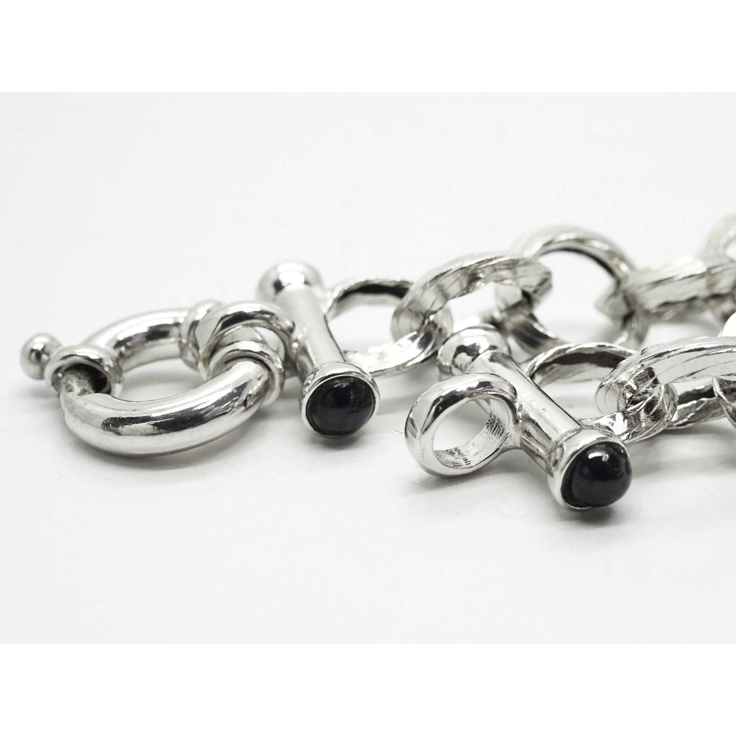 8mm Hollow Rolo Link Knife Edge Style Bracelet 14k White Gold