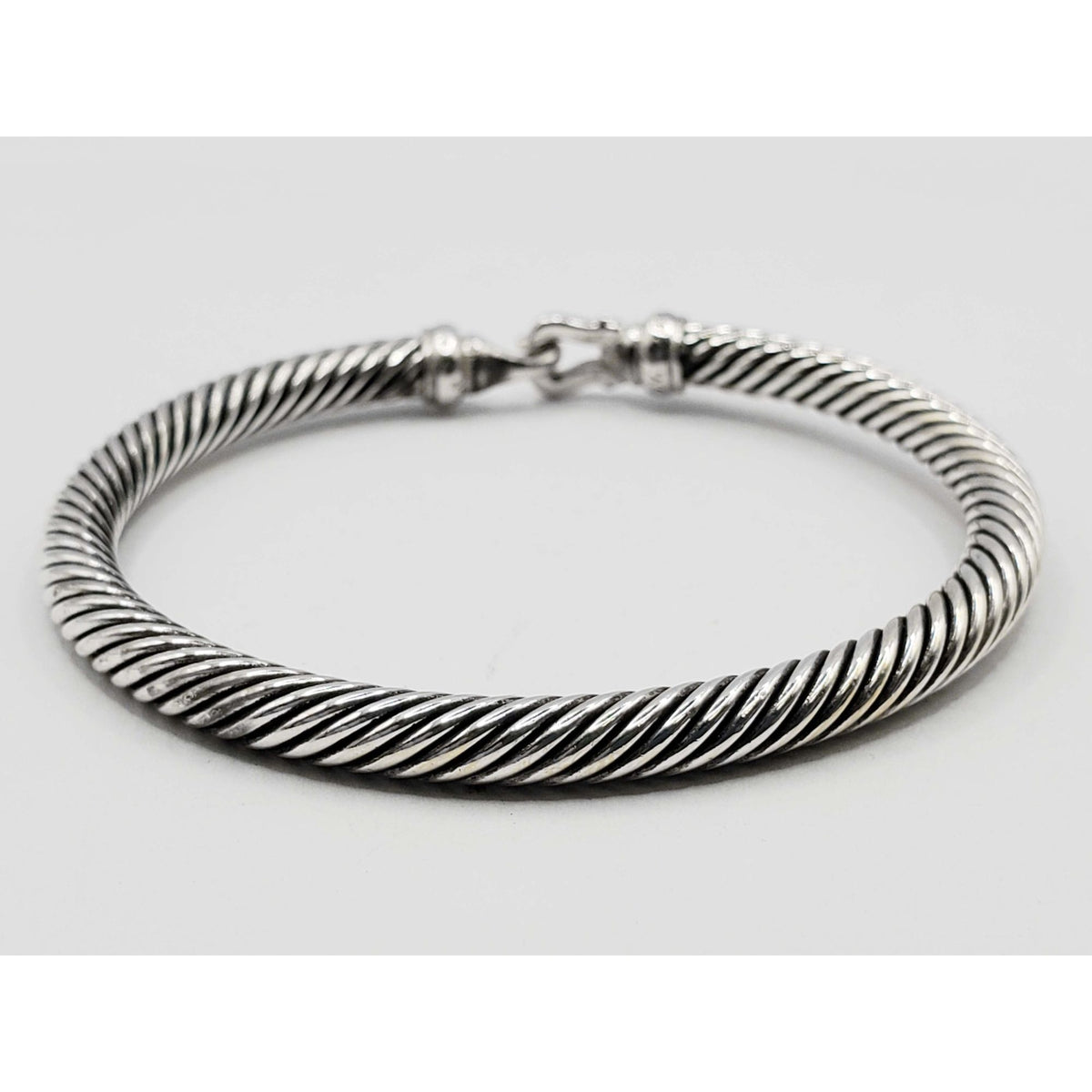 David Yurman Buckle Classic Cable Bracelet 5mm Diamond Sterling Silver Medium