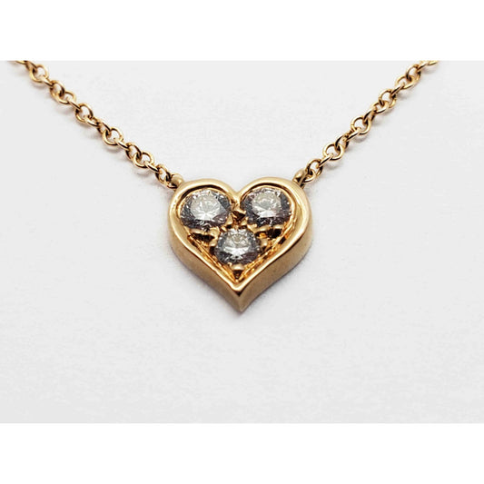 Tiffany & Co Diamond Mini Heart Necklace 18k Gold 18" Long