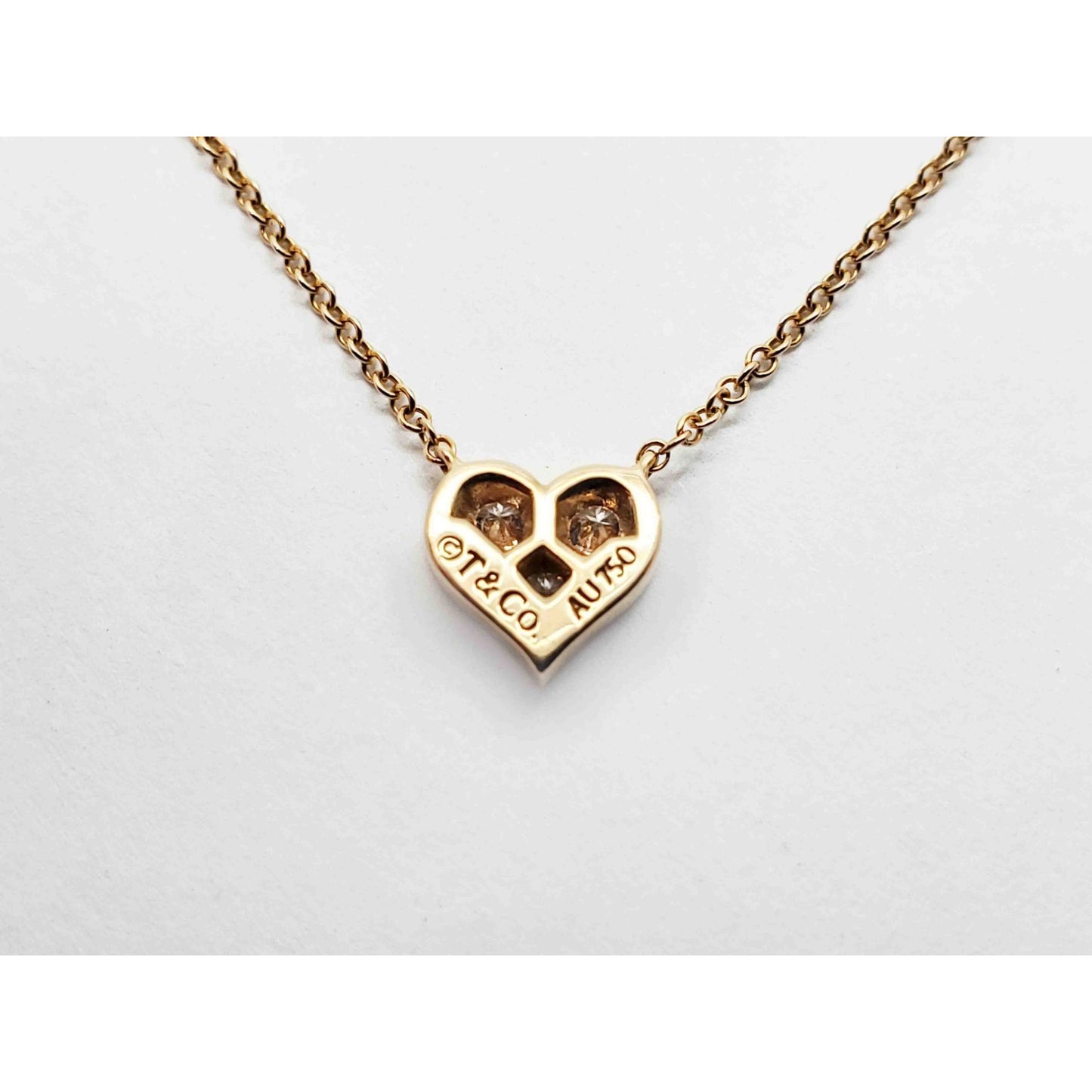Tiffany & Co Diamond Mini Heart Necklace 18k Gold 18" Long