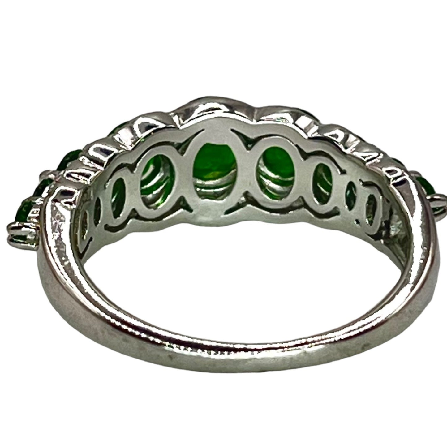 925 Sterling Silver Chrome Diopside CZ Accent Band Ring Size 7 Colorful Green