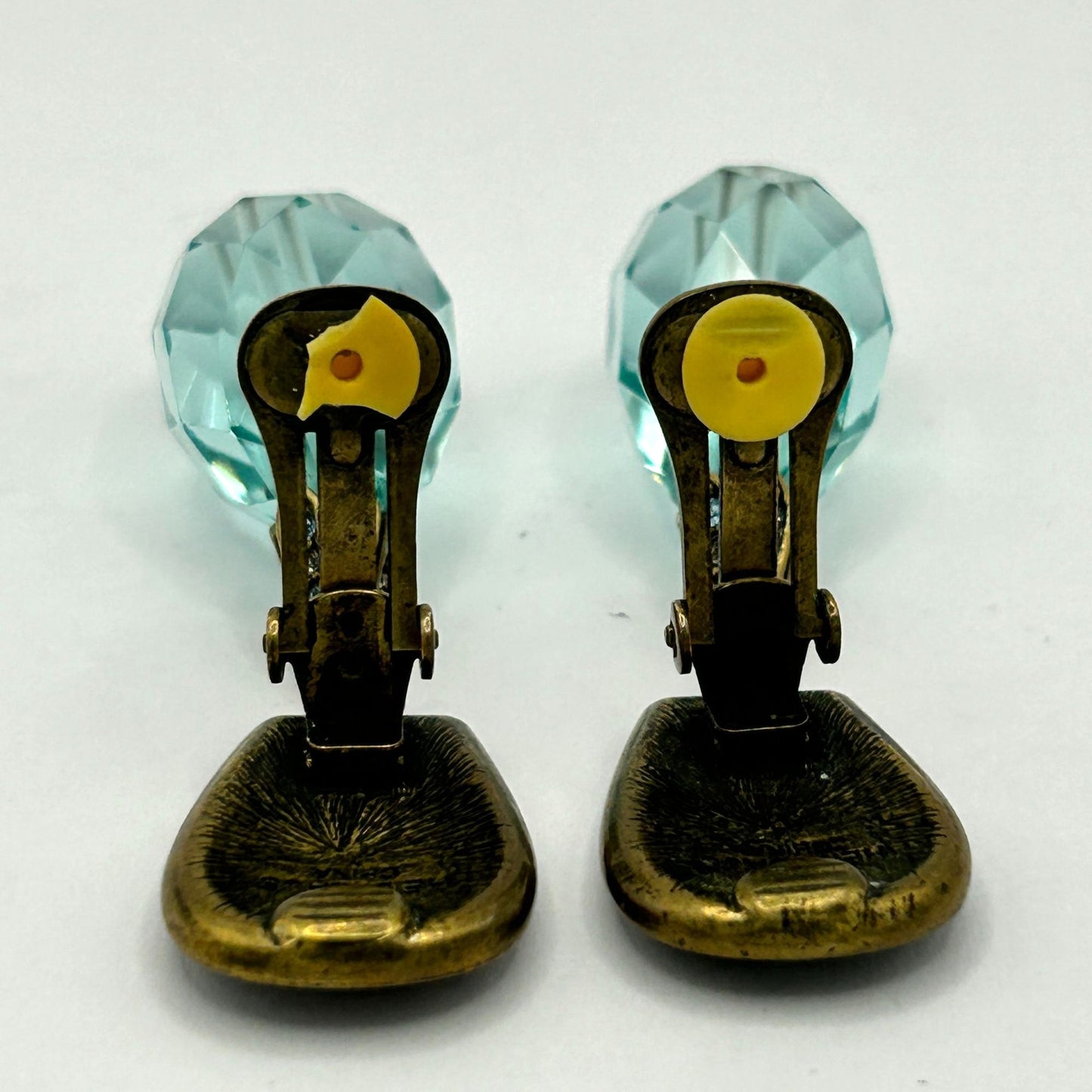 Heidi Daus Blue/Multicolor Crystal Drop Shape Clip-On Closure Dangle Earrings