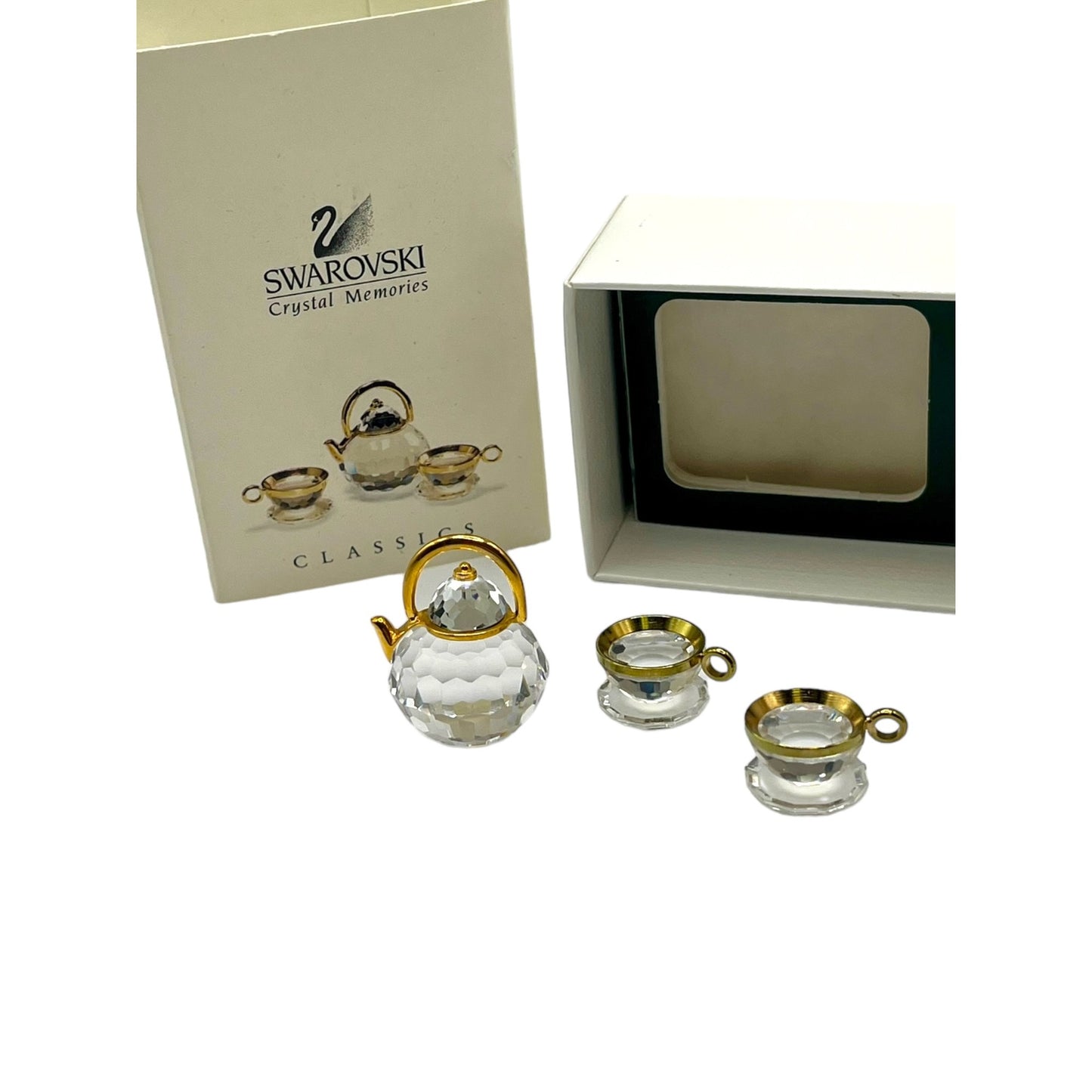 Vintage Swarovski Crystal Memories Classics Tea Set 174009 Gold Tone