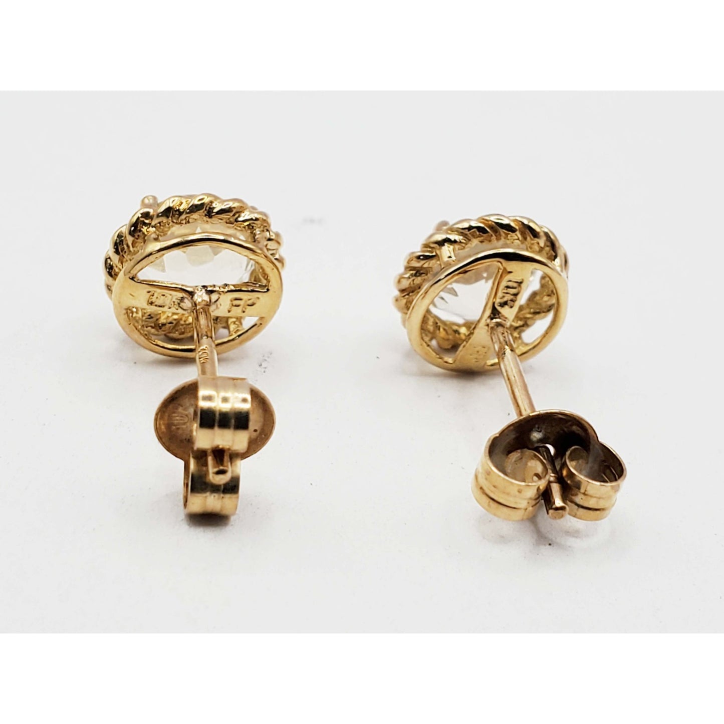 Round Prasiolite Stud Earrings 10k Gold