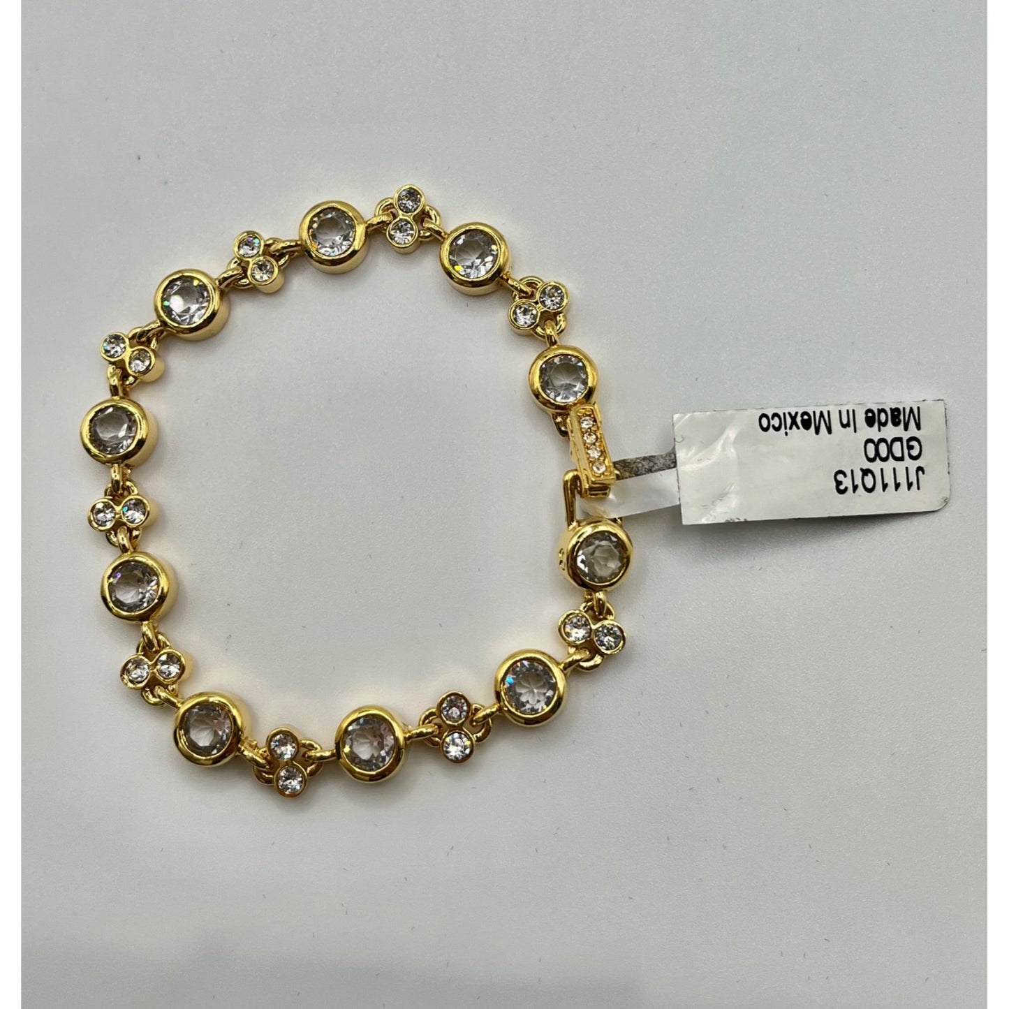 St. John Women's Gold Tone Link Bracelet Clear Crystal Basic Classic Sparkle