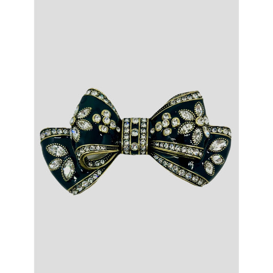 Heidi Daus Belle Beau Enamel and Crystal Bow Pin Brooch Statement