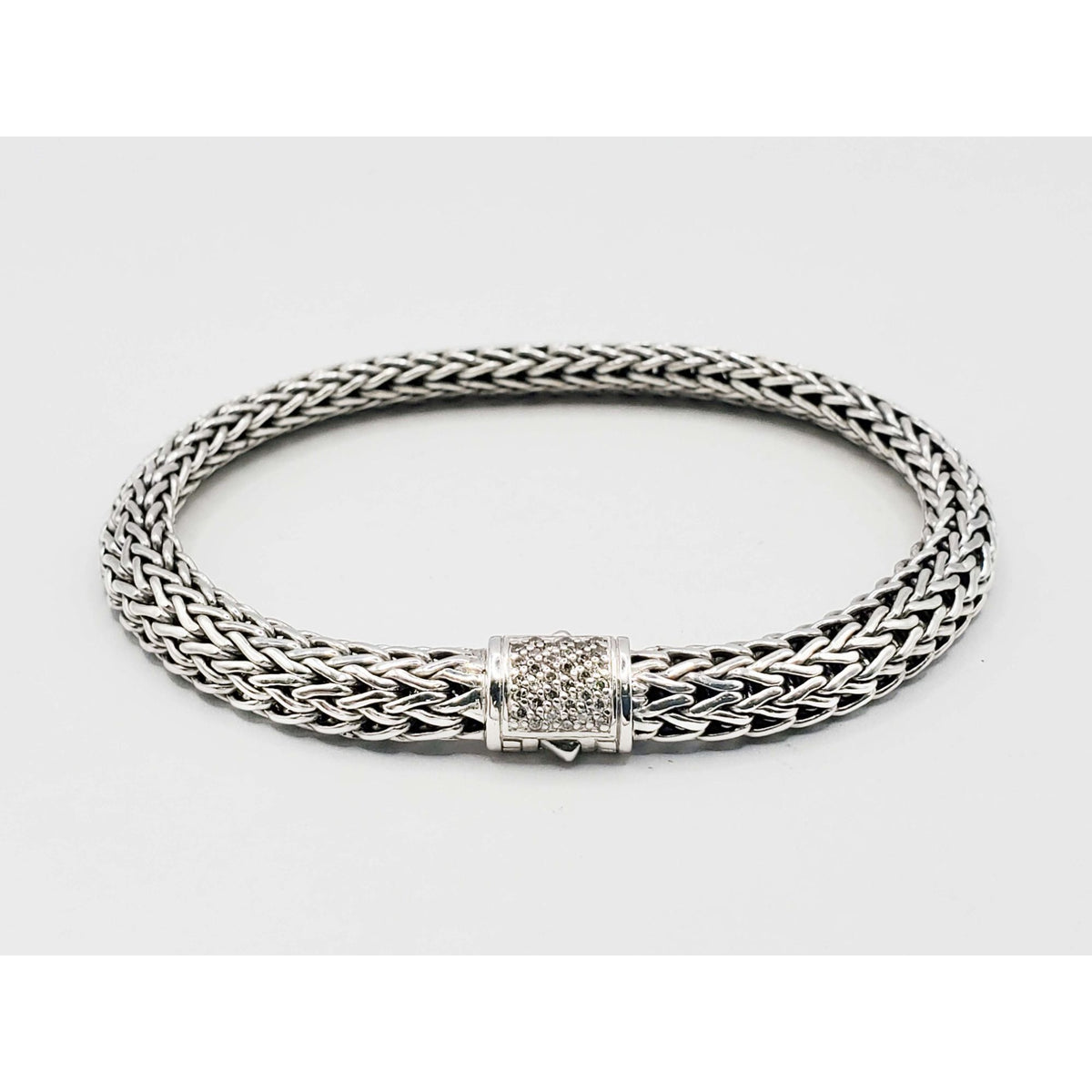 John Hardy 4.5mm Diamond Icon Bracelet Sterling Silver Size L