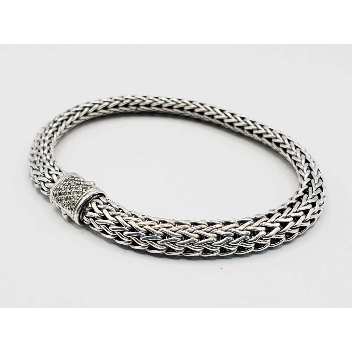 John Hardy 4.5mm Diamond Icon Bracelet Sterling Silver Size L