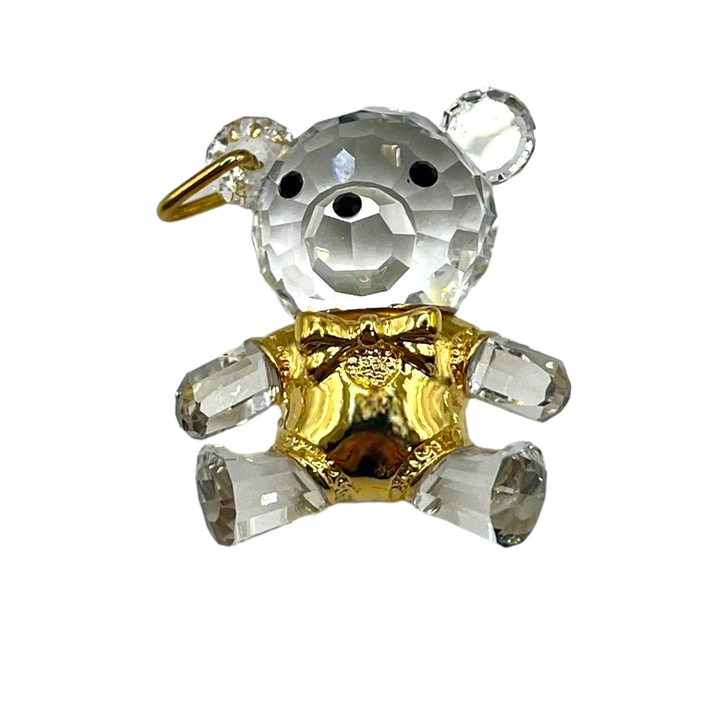 Vintage Swarovski Crystal Memories Teddy Bear Boy Pendant Accessories Gold Tone