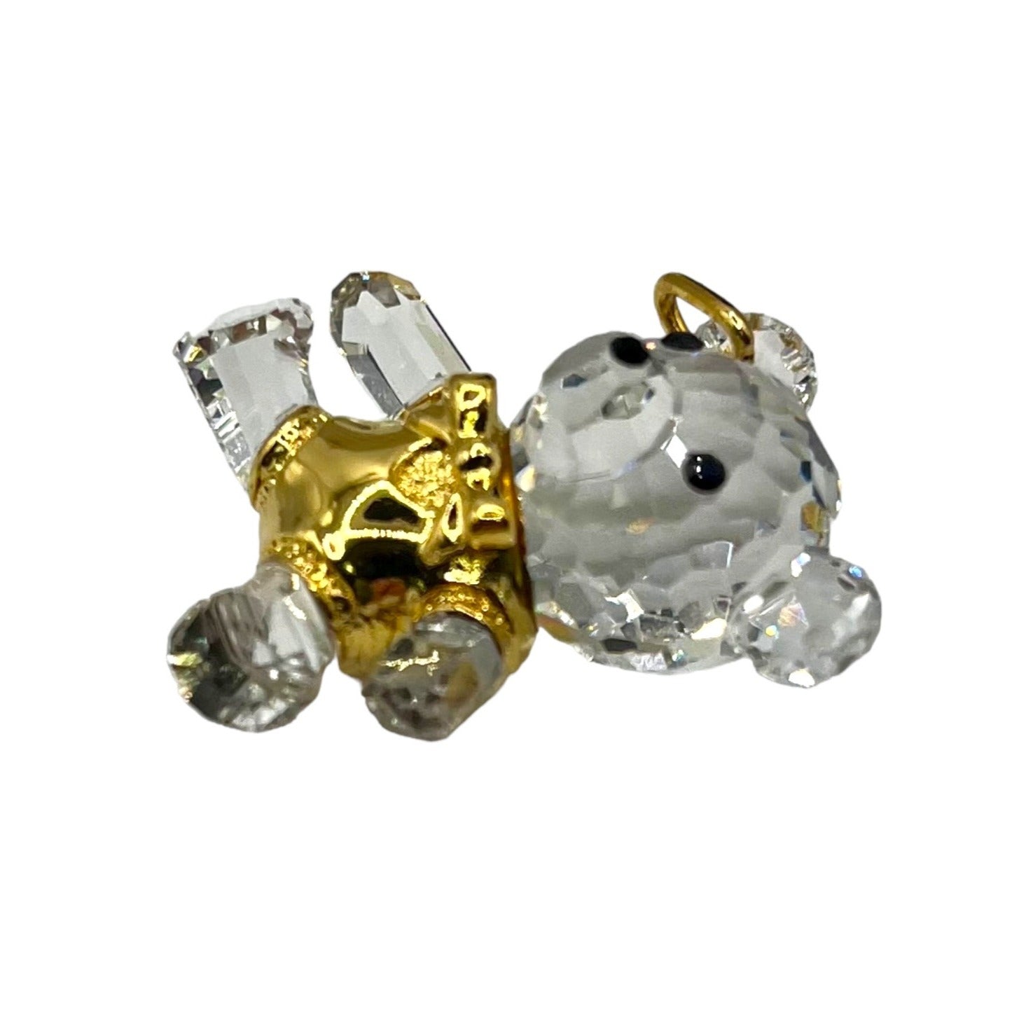 Vintage Swarovski Crystal Memories Teddy Bear Boy Pendant Accessories Gold Tone