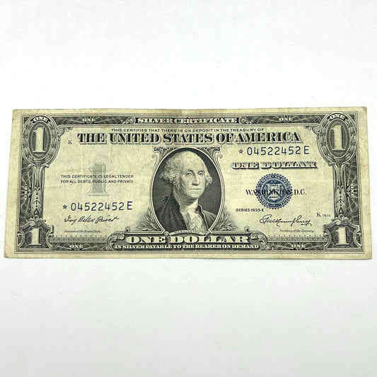 1935-E $1 Star Note Blue Seal Silver Certificate - Circulated - ☆04522452E