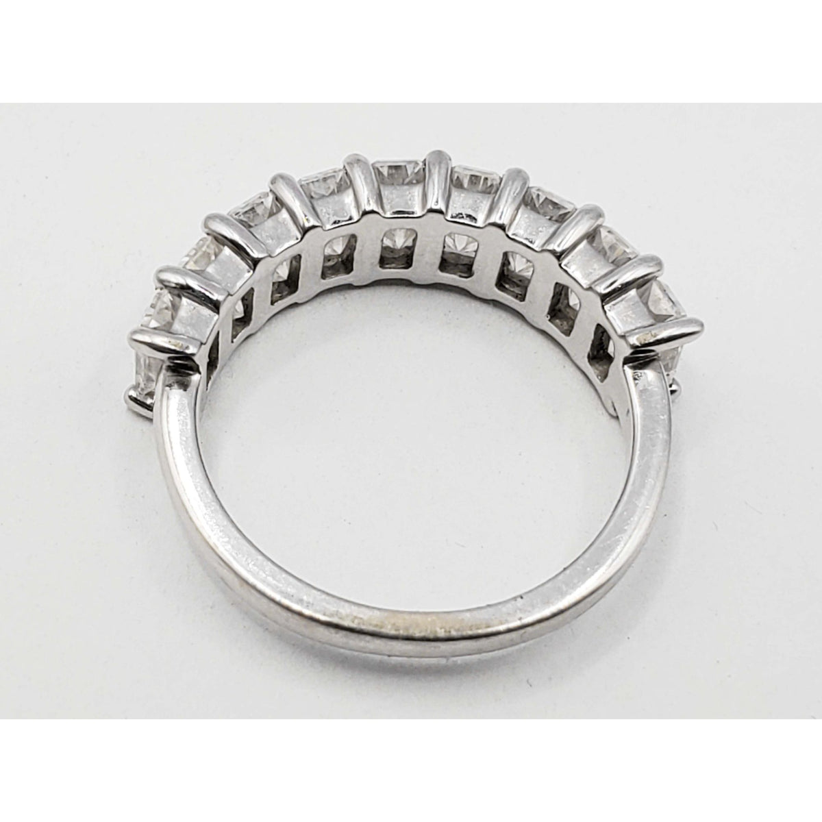 Cushion CZ Semi-Eternity Band Ring 14k White Gold Size 6.75