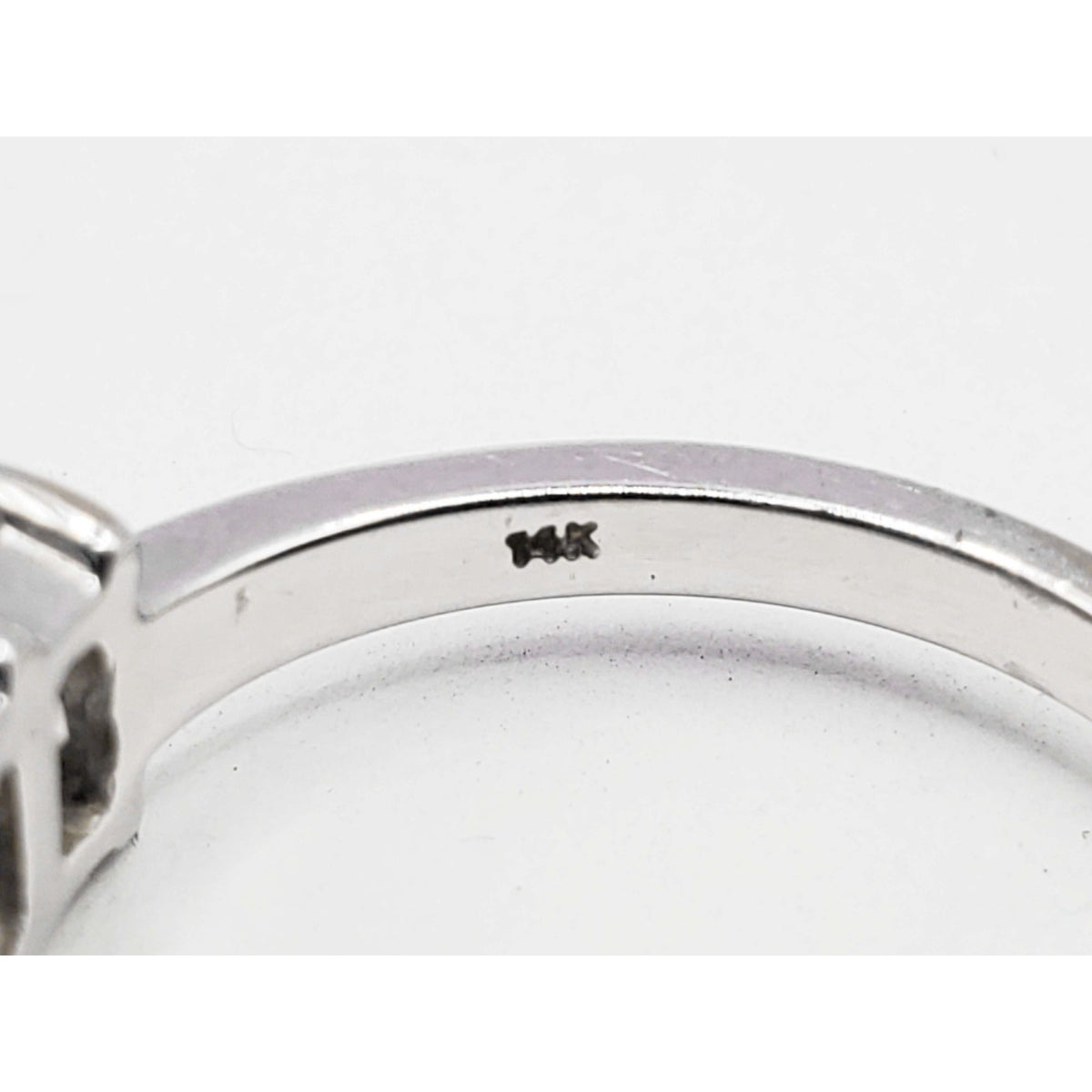 Cushion CZ Semi-Eternity Band Ring 14k White Gold Size 6.75