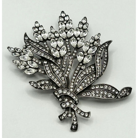 Vintage Estate by Monet Limited Edition Brooch 144/500 Floral Clear Rhinestones