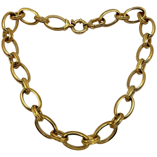 ITAOR ITALY CA Vermeil 925 Sterling Silver Oval Links Choker Necklace Gold Tone
