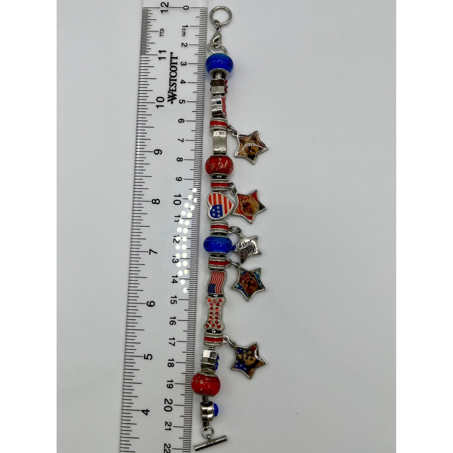 Willabee & Ward Yorkie Dog Lover Charm Bracelet July Base Metal America 4th USA