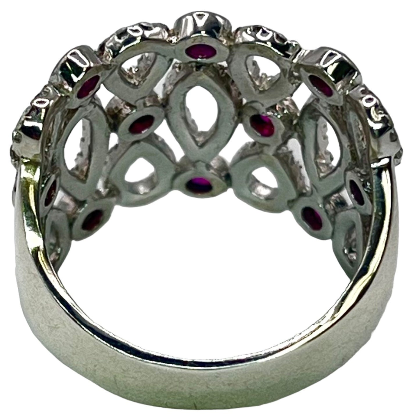 925 Sterling Silver Pink Tourmaline CZ Filigree Statement Size 6.75 Ring