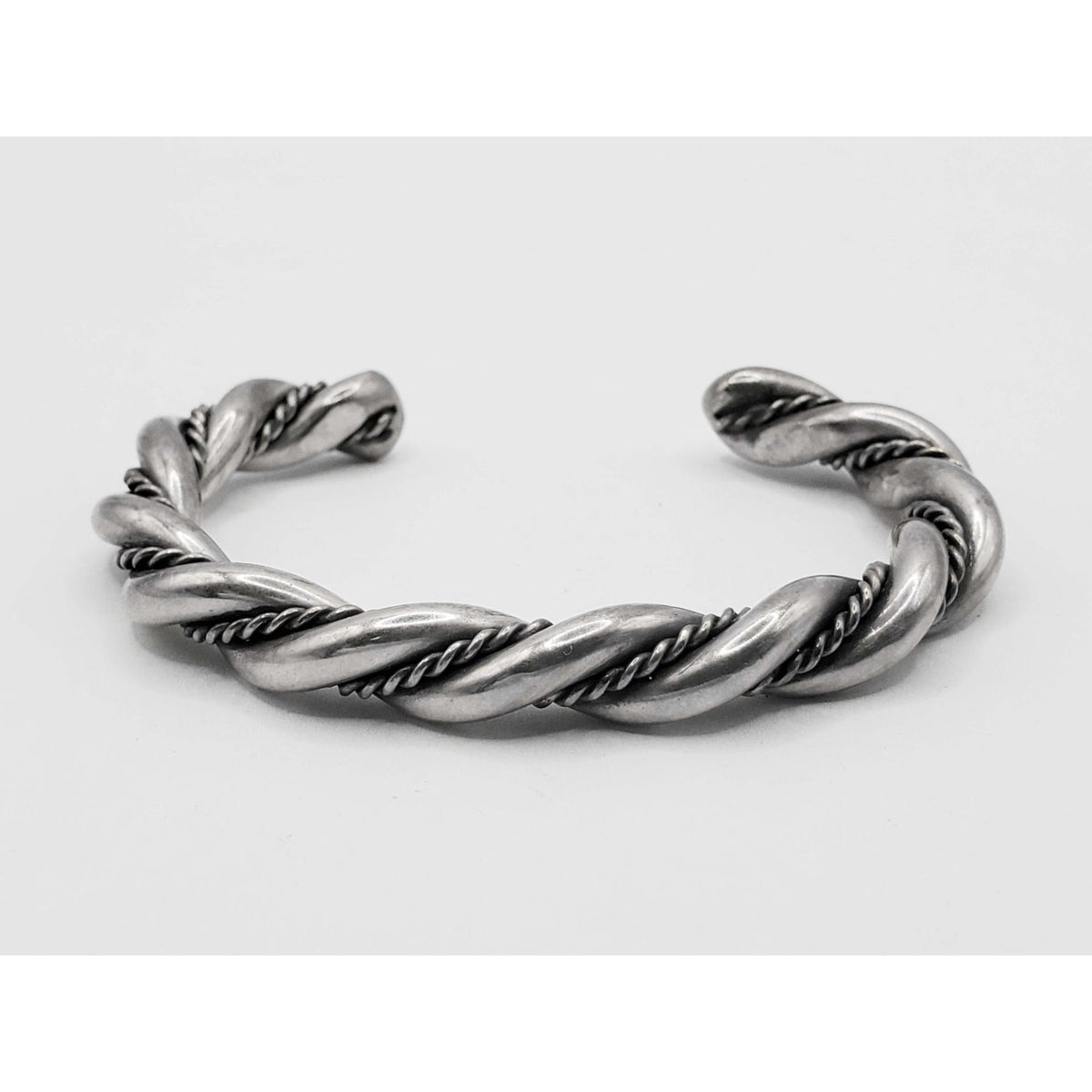 Antique Navajo Sterling Silver Two-Strand Braided Wire Cuff Bracelet