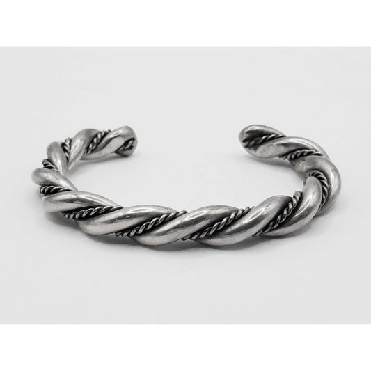 Antique Navajo Sterling Silver Two-Strand Braided Wire Cuff Bracelet