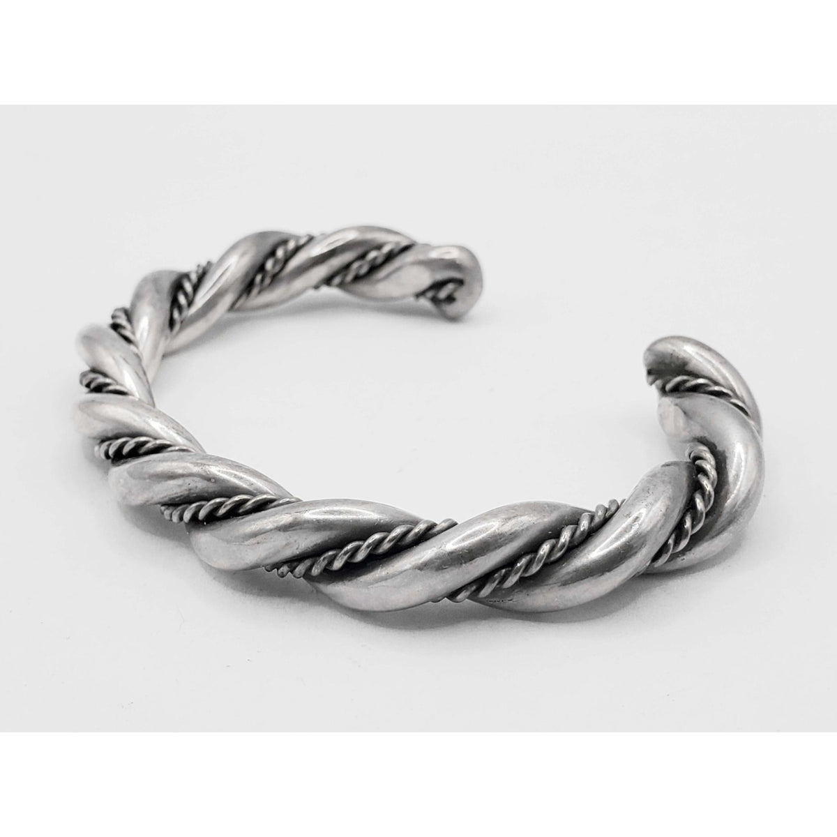 Antique Navajo Sterling Silver Two-Strand Braided Wire Cuff Bracelet
