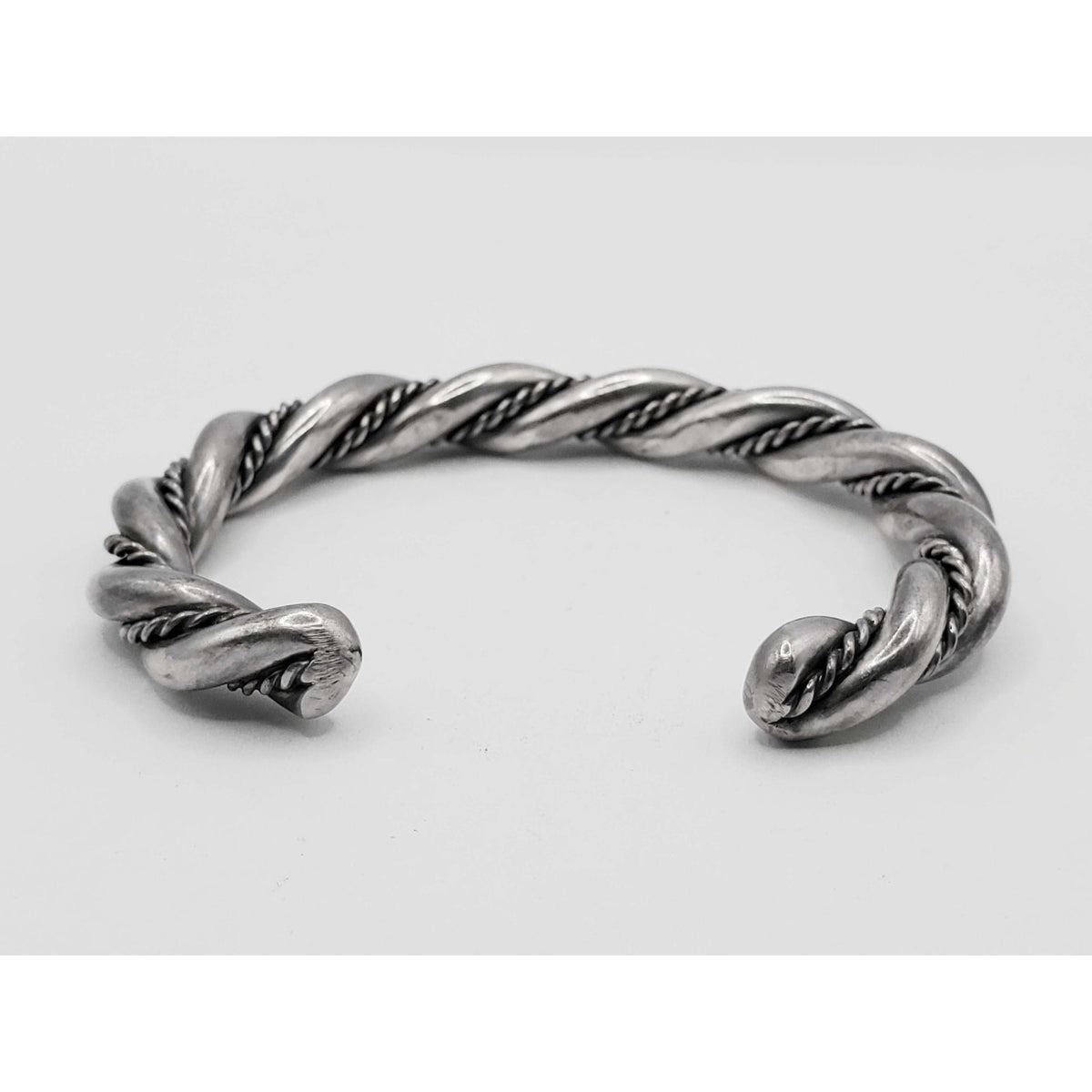 Antique Navajo Sterling Silver Two-Strand Braided Wire Cuff Bracelet