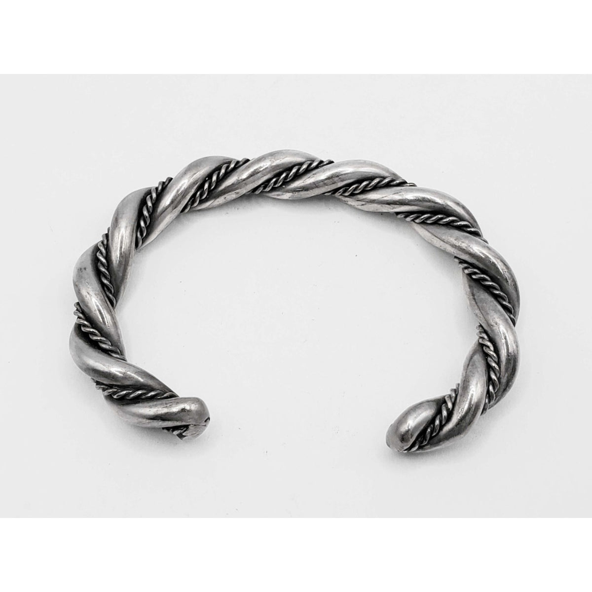 Antique Navajo Sterling Silver Two-Strand Braided Wire Cuff Bracelet