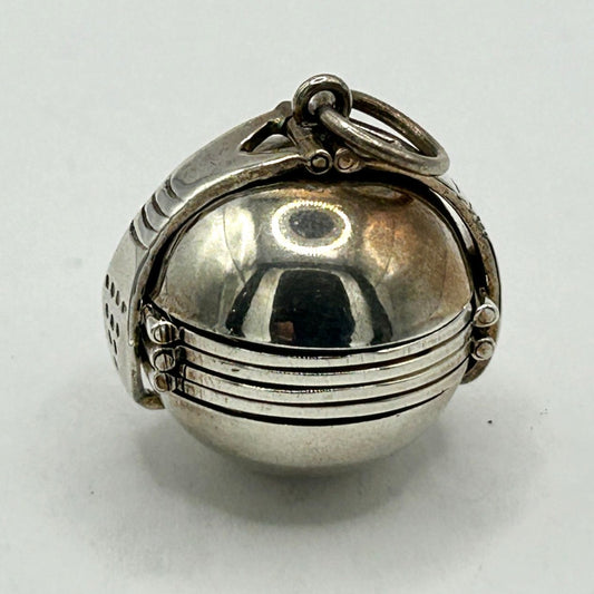 Vintage 925 Sterling Silver Pendant Locket Photo Ball 19.5g