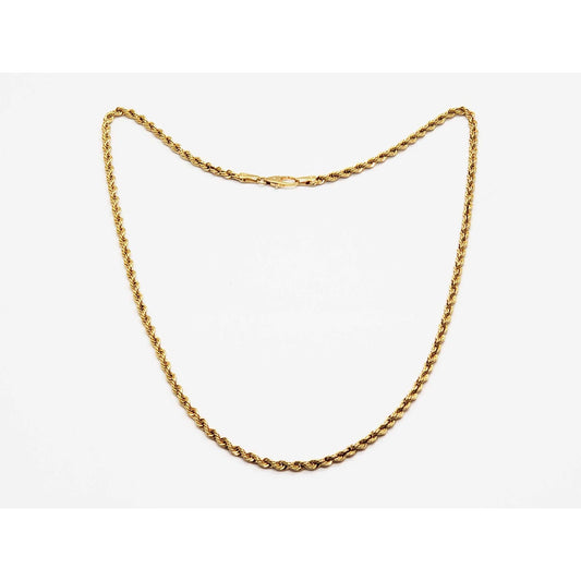 3mm Wide Rope Chain Necklace 18k Gold 19" Long 22.6 Grams