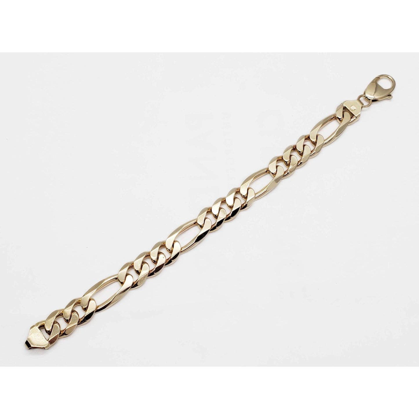 12.5mm Wide Figaro Style Link Bracelet 14k Gold