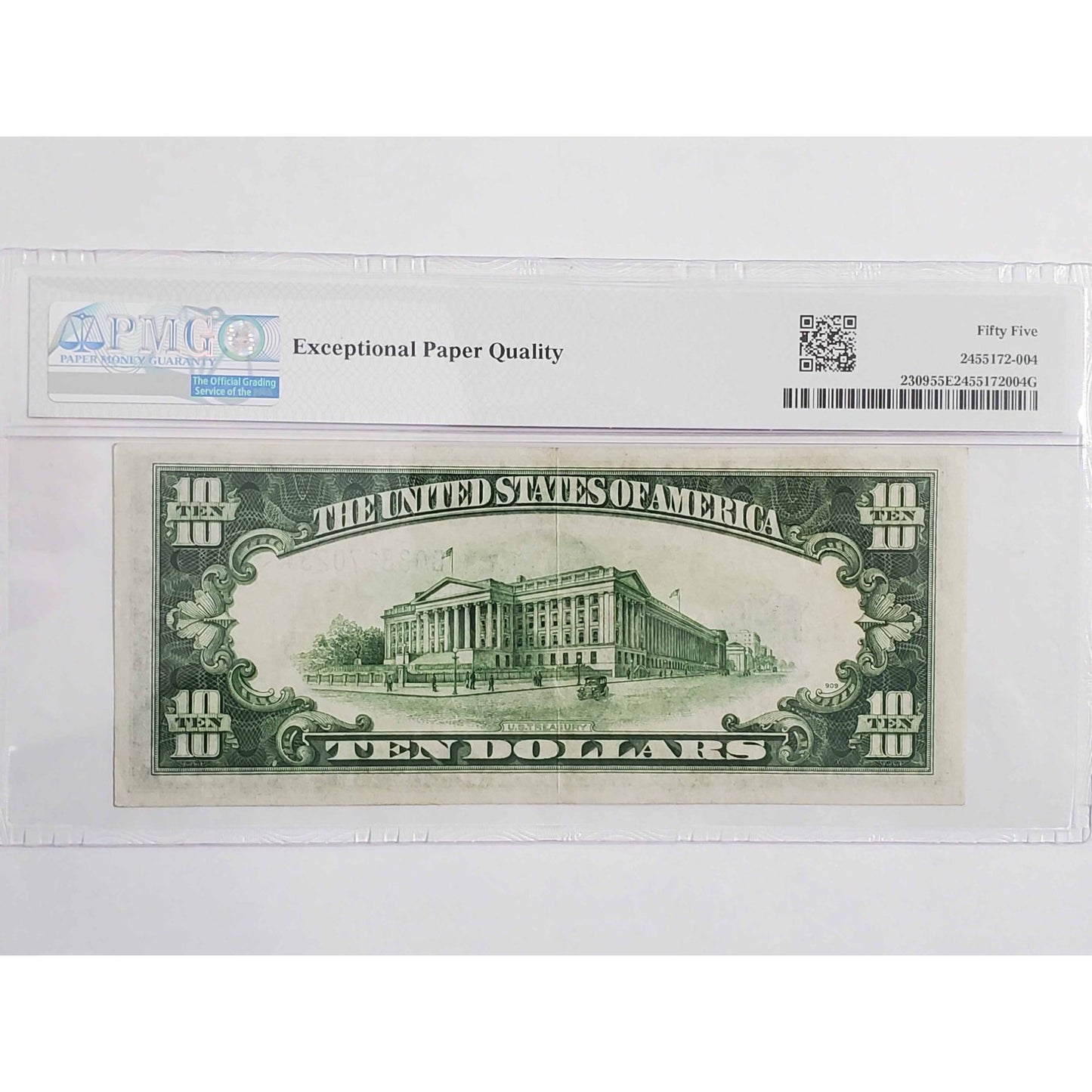 1934 $10 Silver Certificate WWII North Africa #B03817023A PMG 55 AU EPQ
