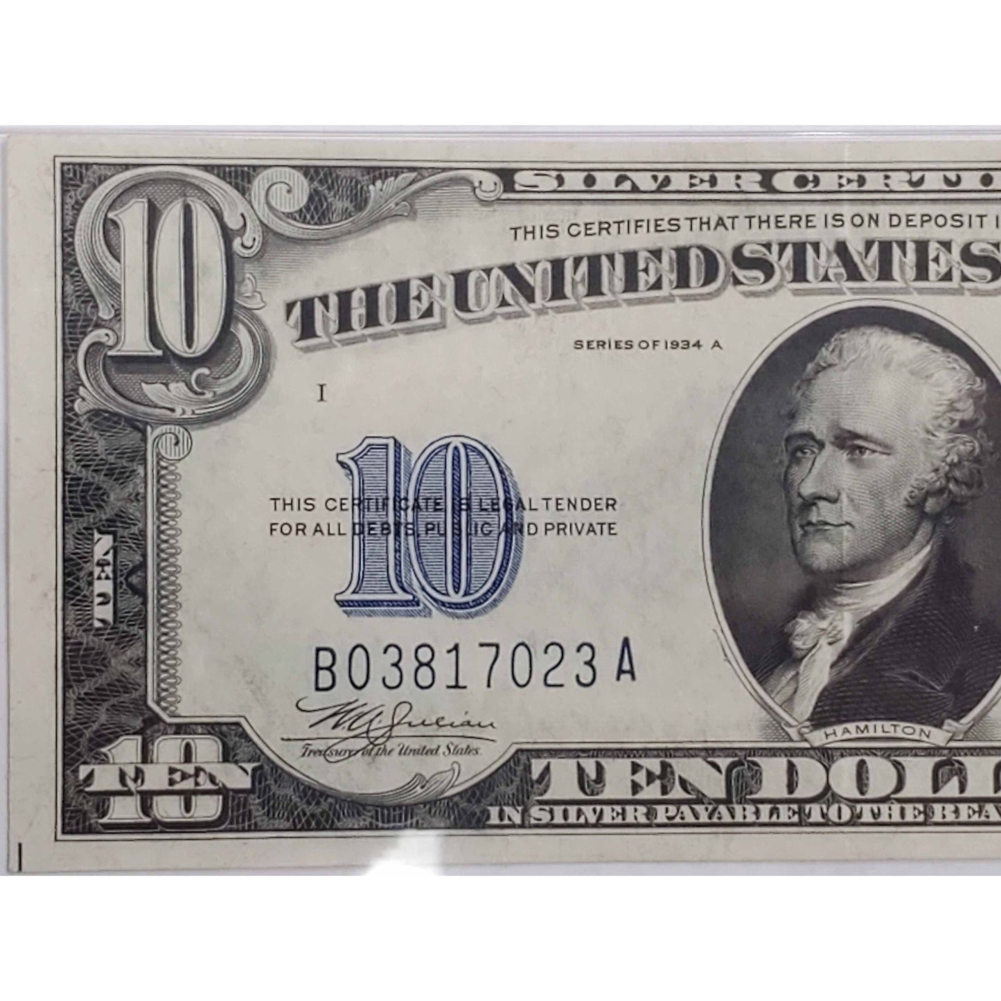 1934 $10 Silver Certificate WWII North Africa #B03817023A PMG 55 AU EPQ