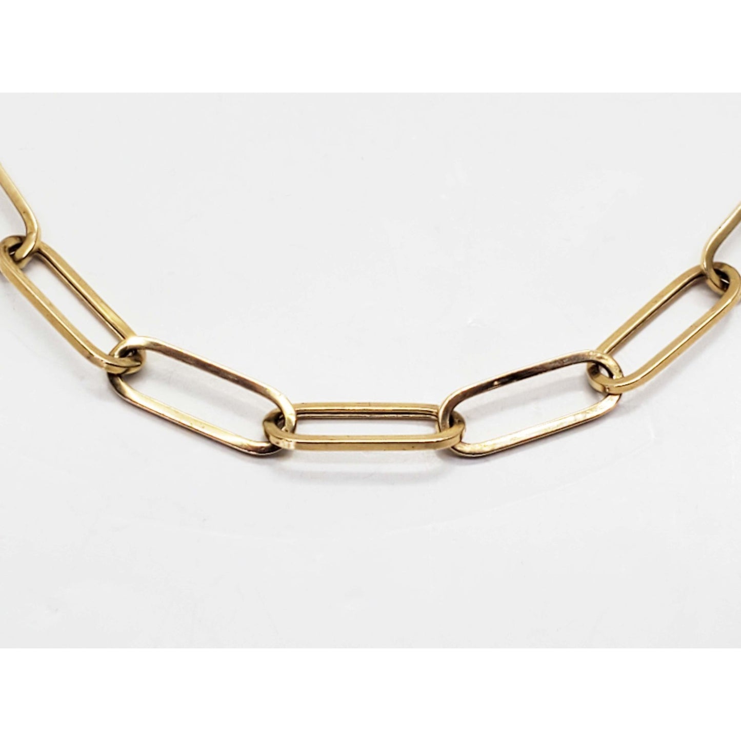 6mm Wide Paperclip Chain Necklace 18k Gold 17" Long