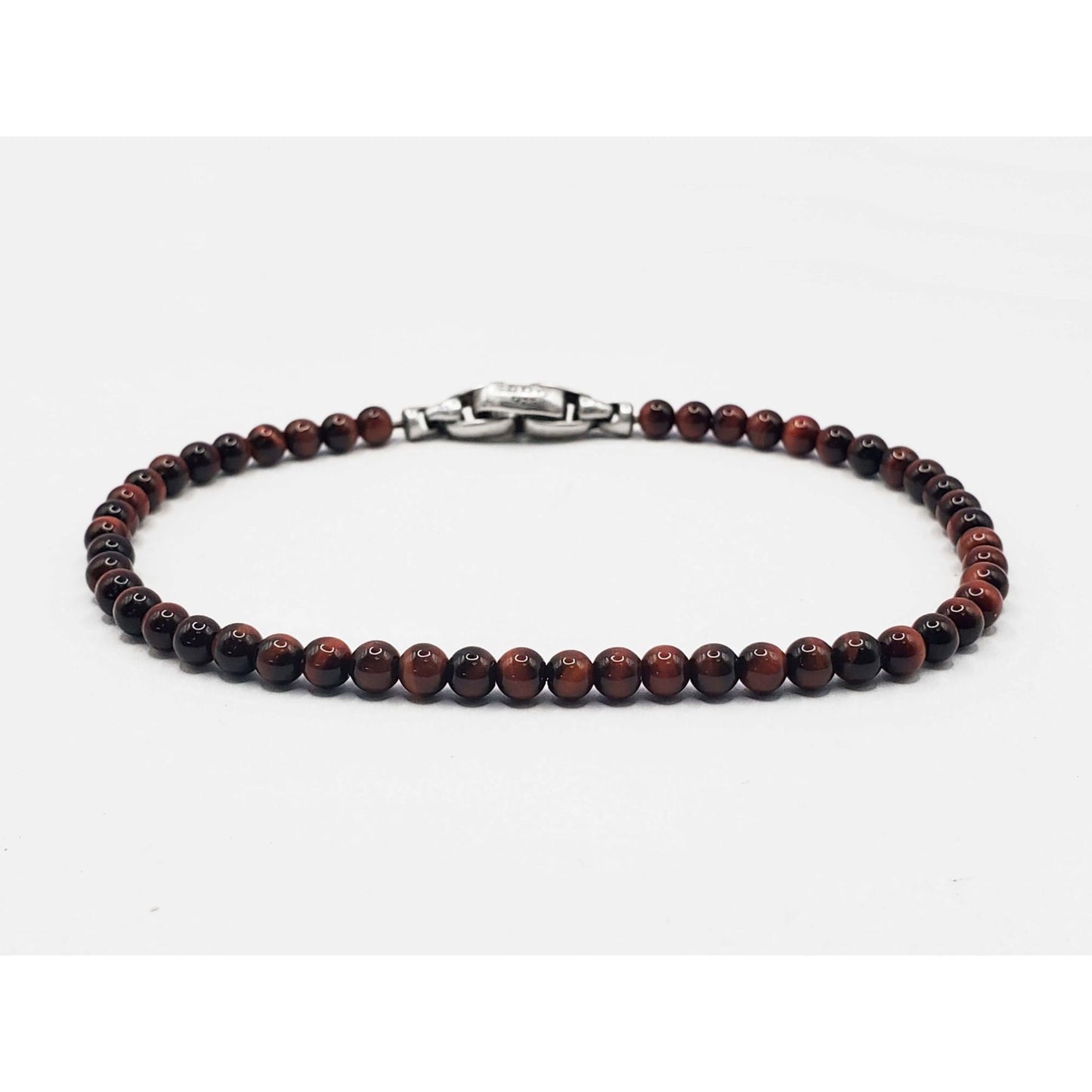 David Yurman Men's Spiritual Beads Bracelet Red Tiger's Eye with Sterling Silver