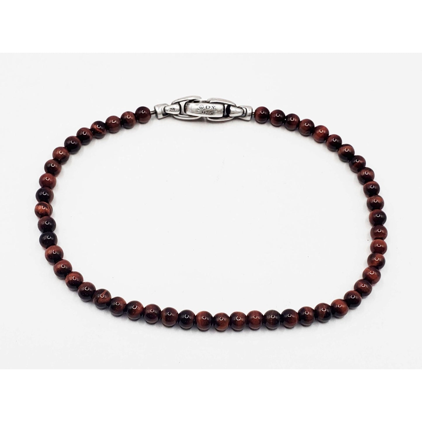 David Yurman Men's Spiritual Beads Bracelet Red Tiger's Eye with Sterling Silver