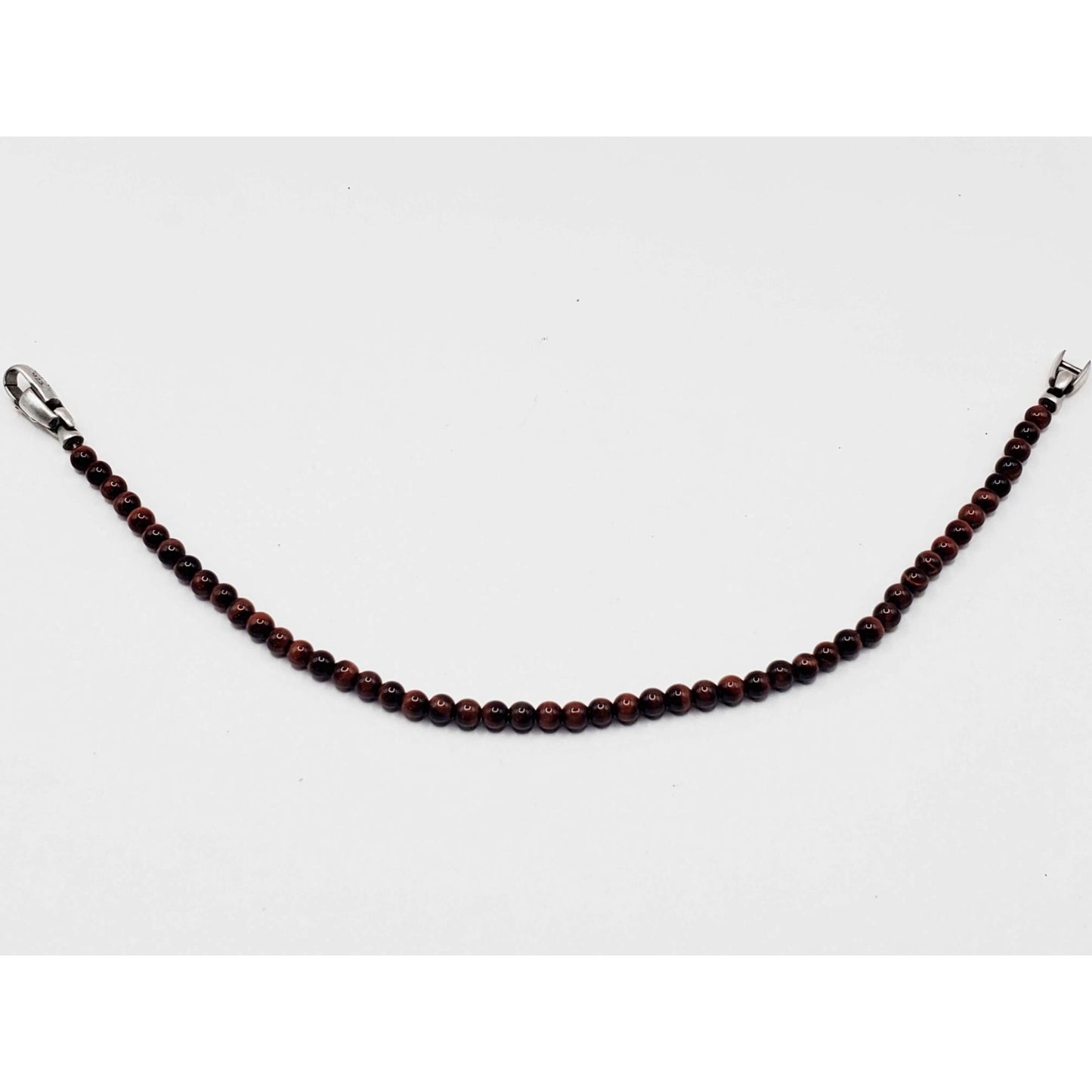 David Yurman Men's Spiritual Beads Bracelet Red Tiger's Eye with Sterling Silver