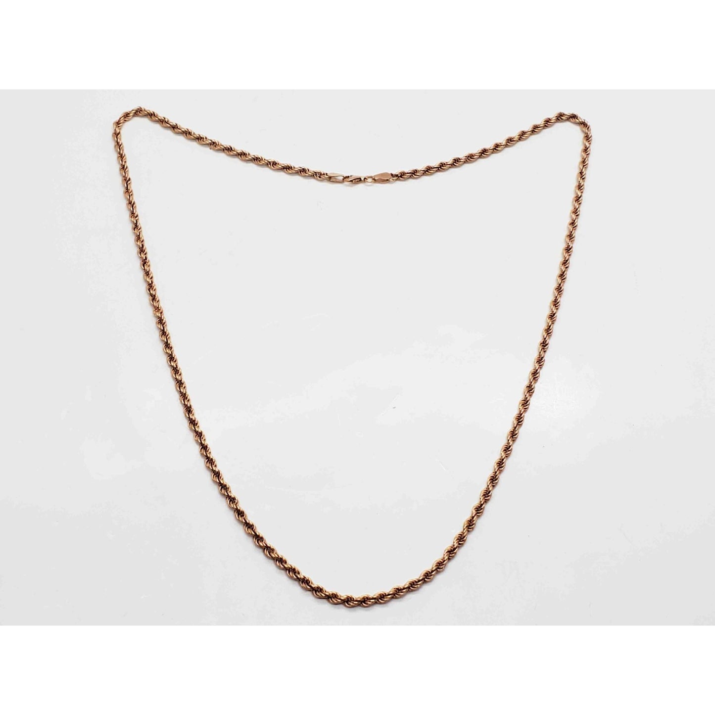 3.7mm Wide Rope Chain Necklace 14k Rose Gold 24" Long