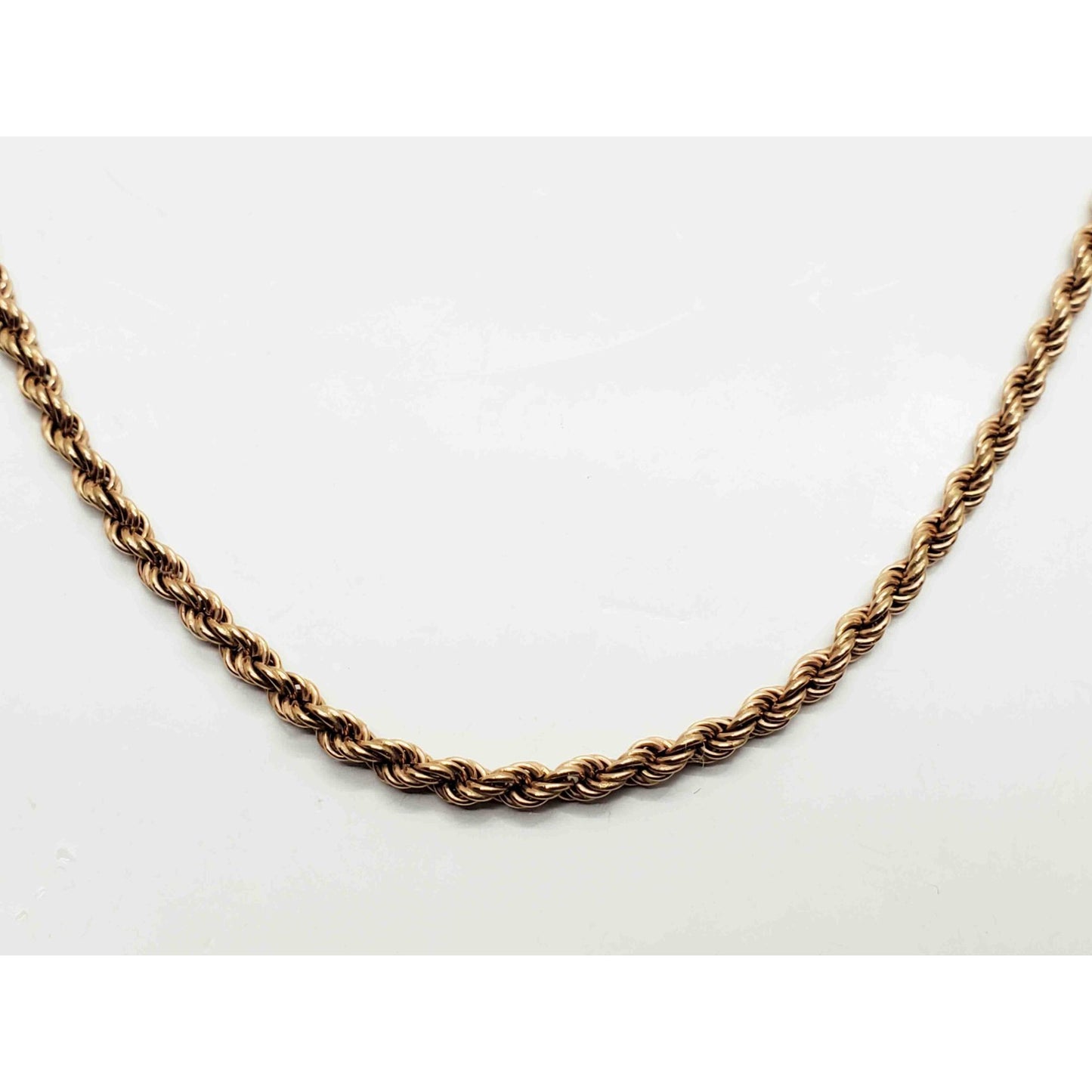 3.7mm Wide Rope Chain Necklace 14k Rose Gold 24" Long