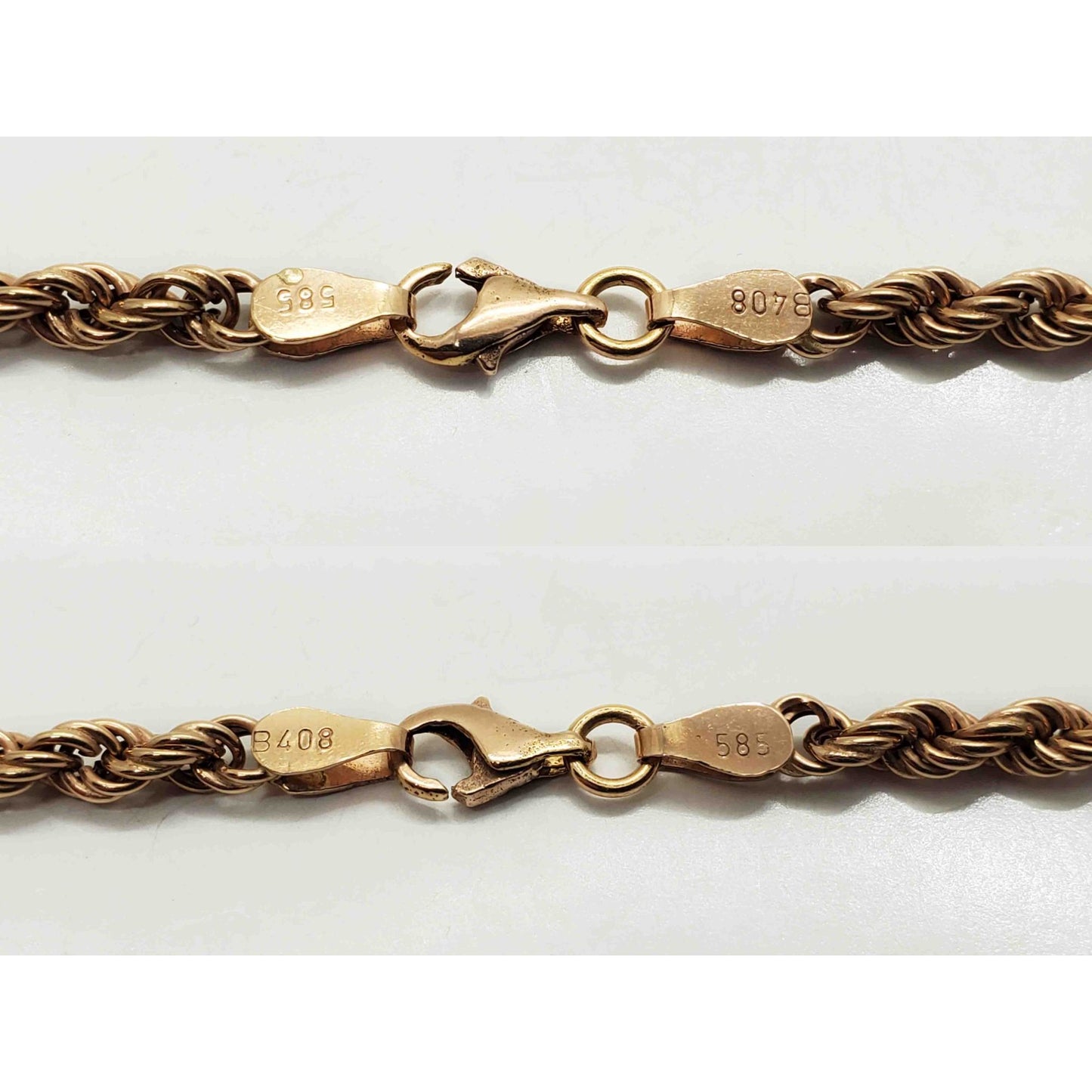 3.7mm Wide Rope Chain Necklace 14k Rose Gold 24" Long