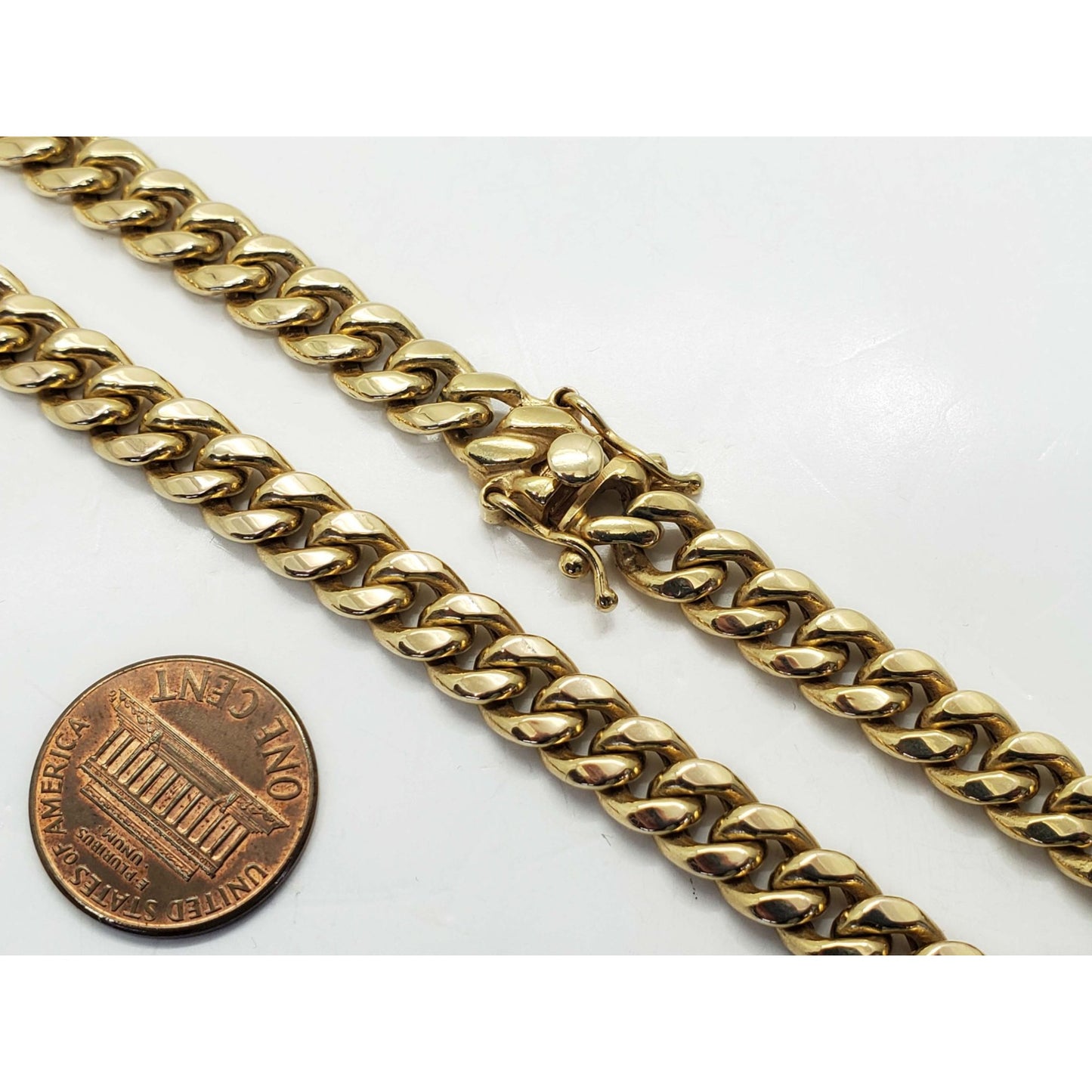 7.4mm Wide Cuban Link Chain Necklace 10k Gold 26" Long