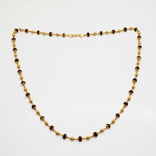 India Rudraksha Bead 22k Yellow Gold Chain Necklace 24" Long