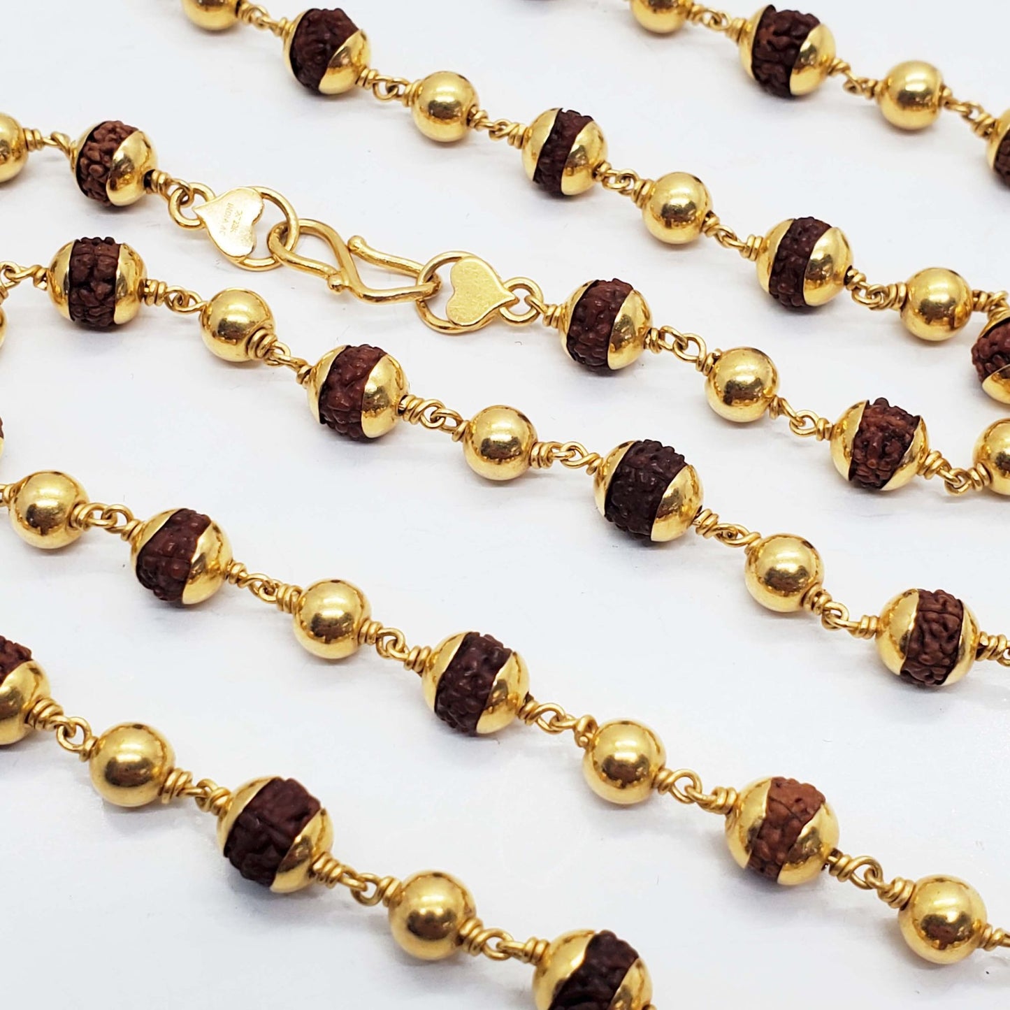 India Rudraksha Bead 22k Yellow Gold Chain Necklace 24" Long