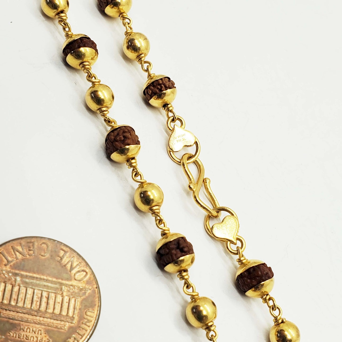 India Rudraksha Bead 22k Yellow Gold Chain Necklace 24" Long