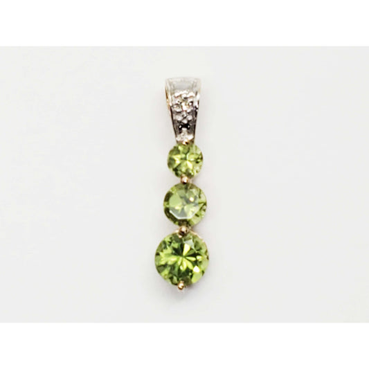 Peridot & Diamond Journey Pendant 10k Gold