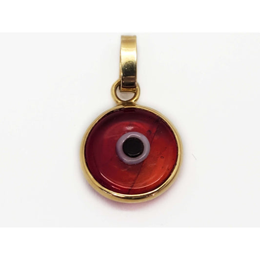 11mm Red Evil Eye Good Luck Charm 18k Gold